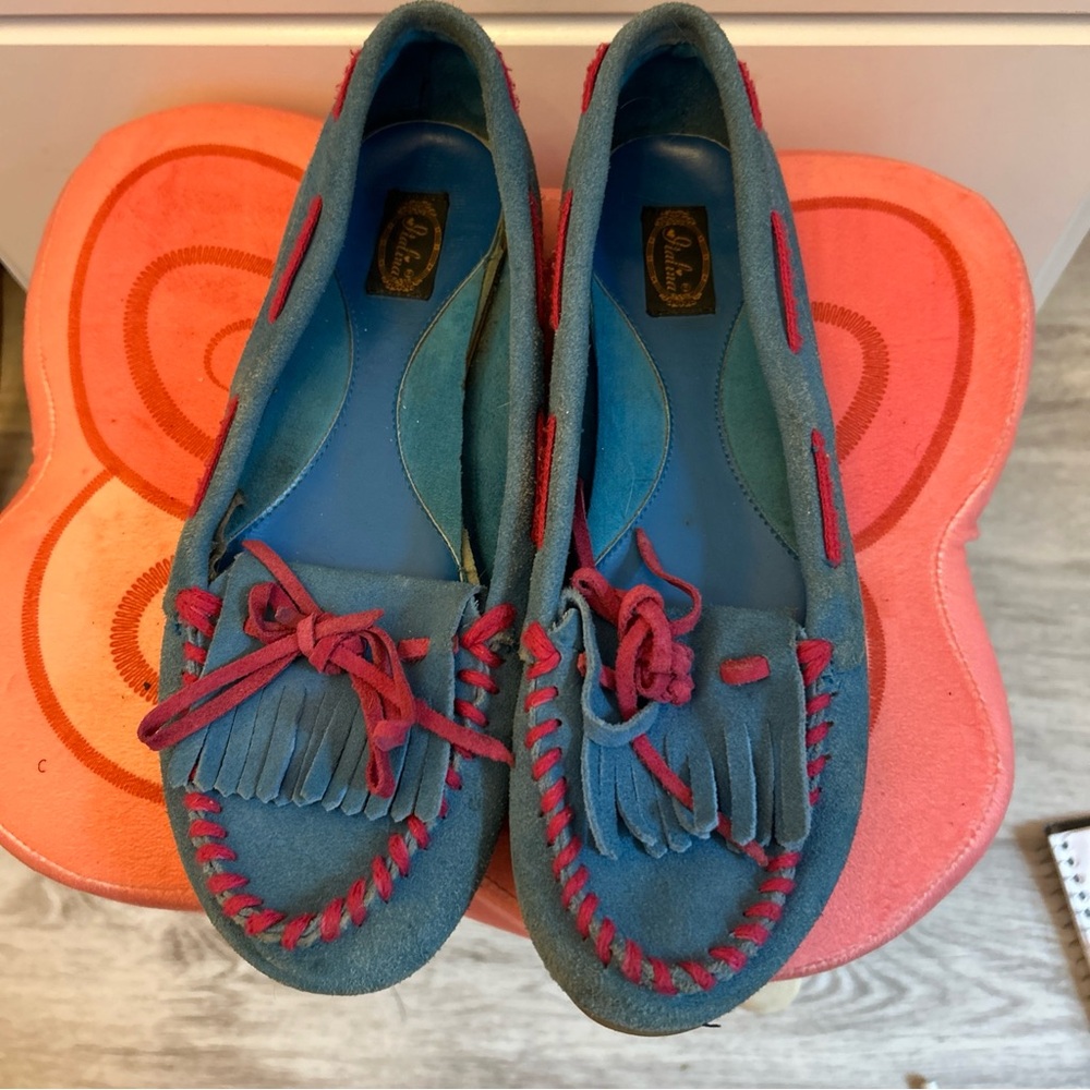 Italina Blue and Pink Moccasins